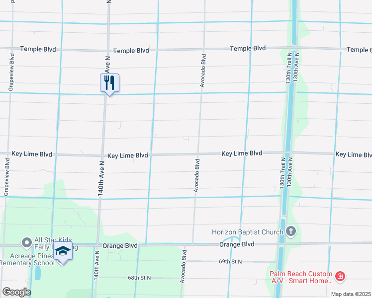 map of restaurants, bars, coffee shops, grocery stores, and more near 13589 Key Lime Boulevard in West Palm Beach