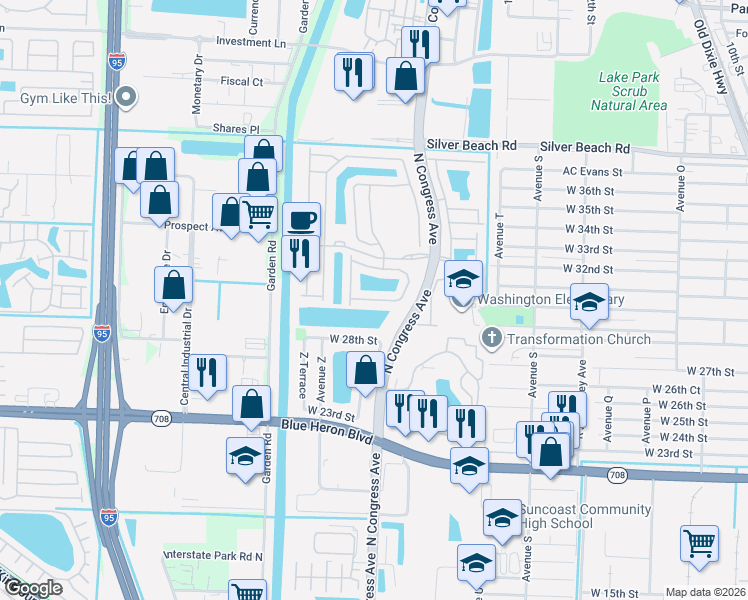 map of restaurants, bars, coffee shops, grocery stores, and more near 3135 Laurel Ridge Circle in Riviera Beach