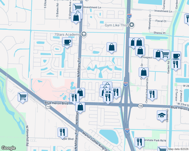 map of restaurants, bars, coffee shops, grocery stores, and more near 5005 Laurel Oak Drive in Riviera Beach