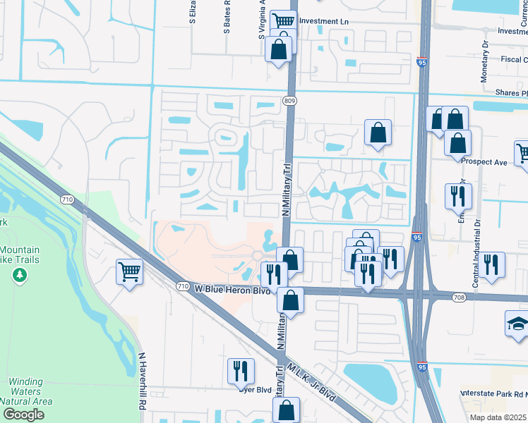 map of restaurants, bars, coffee shops, grocery stores, and more near 6905 Seminole Gardens Circle in Riviera Beach