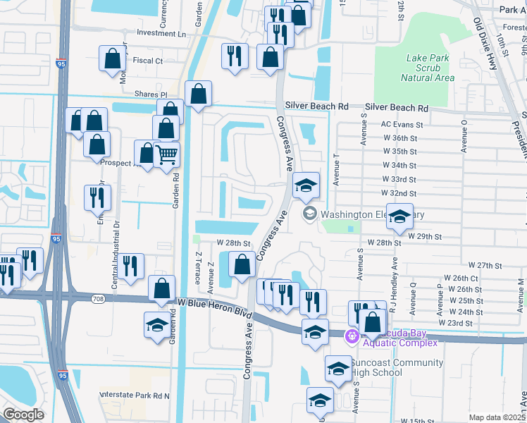map of restaurants, bars, coffee shops, grocery stores, and more near 3188 Laurel Ridge Circle in Riviera Beach