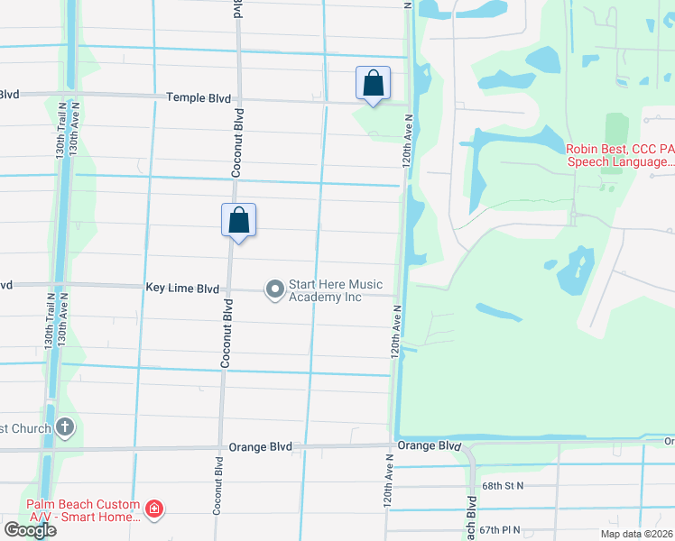 map of restaurants, bars, coffee shops, grocery stores, and more near 12208 75th Lane North in West Palm Beach