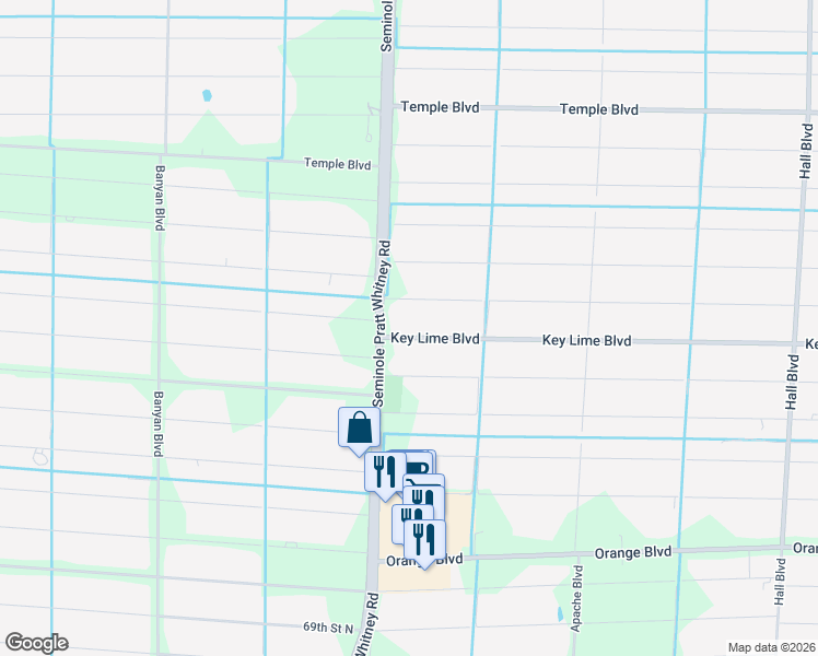 map of restaurants, bars, coffee shops, grocery stores, and more near 15898 75th Lane North in Loxahatchee