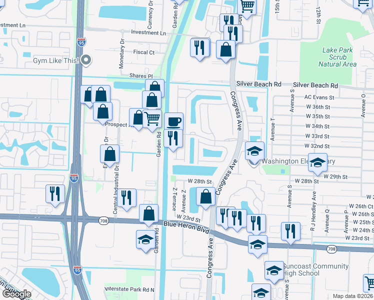 map of restaurants, bars, coffee shops, grocery stores, and more near 1016 Centre Stone Lane in Riviera Beach