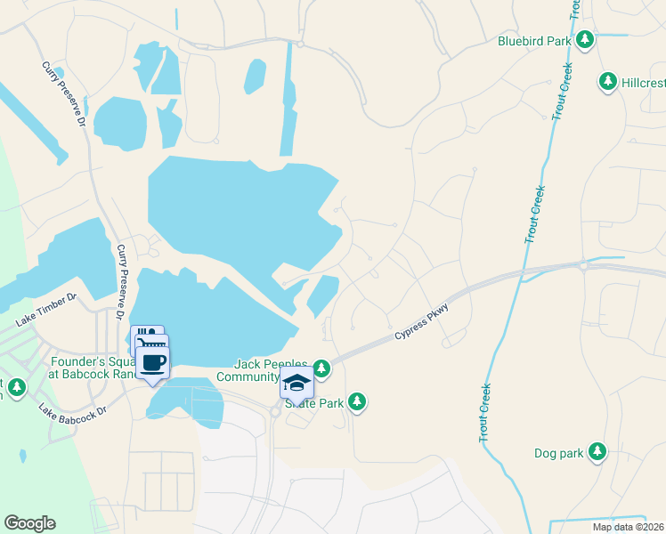 map of restaurants, bars, coffee shops, grocery stores, and more near Waterside Trail in Charlotte County