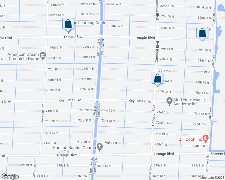 map of restaurants, bars, coffee shops, grocery stores, and more near 12838 75th Lane North in West Palm Beach