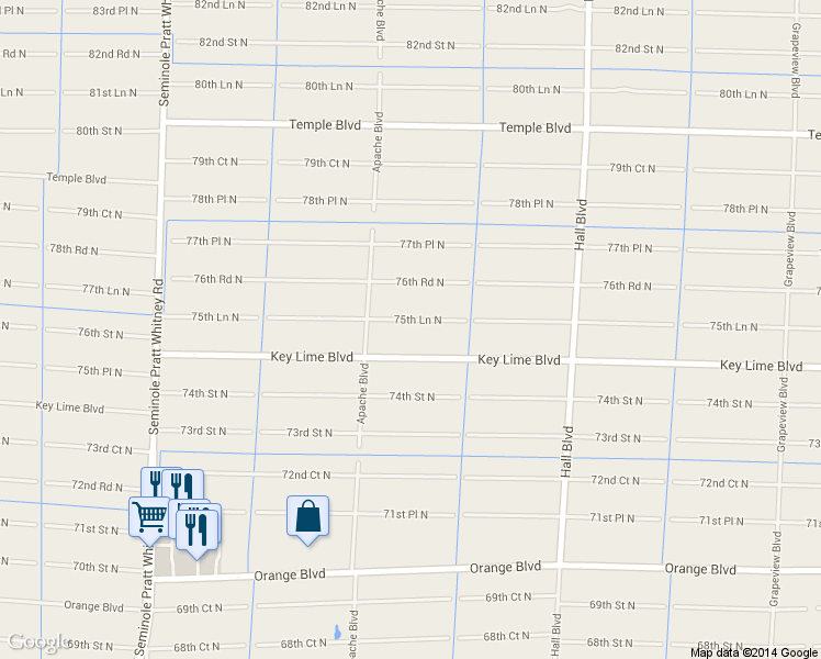 map of restaurants, bars, coffee shops, grocery stores, and more near 15362 75th Ln N in Loxahatchee