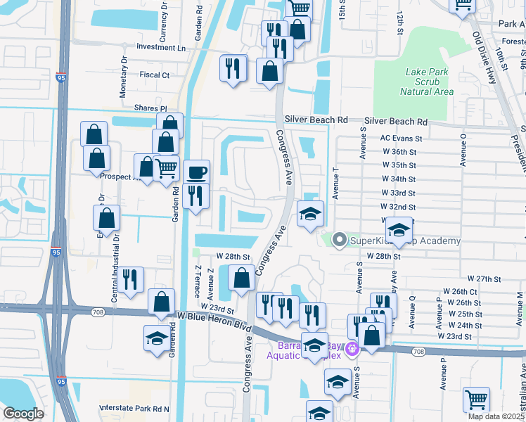 map of restaurants, bars, coffee shops, grocery stores, and more near 3256 Laurel Ridge Circle in Riviera Beach