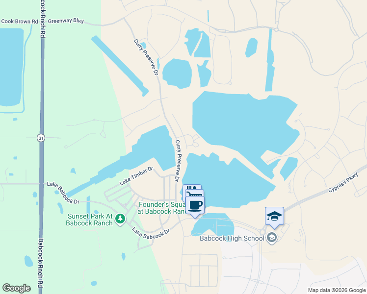 map of restaurants, bars, coffee shops, grocery stores, and more near 16835 Curry Preserve Drive in Punta Gorda