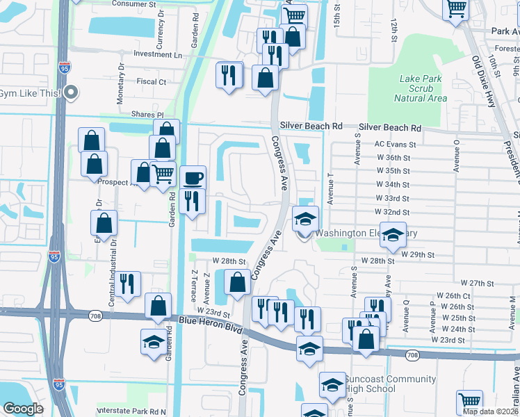 map of restaurants, bars, coffee shops, grocery stores, and more near 3256 Laurel Ridge Circle in Riviera Beach