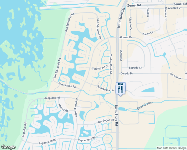 map of restaurants, bars, coffee shops, grocery stores, and more near 16429 Ayson Way in Punta Gorda