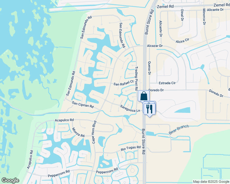 map of restaurants, bars, coffee shops, grocery stores, and more near 16429 Ayson Way in Punta Gorda