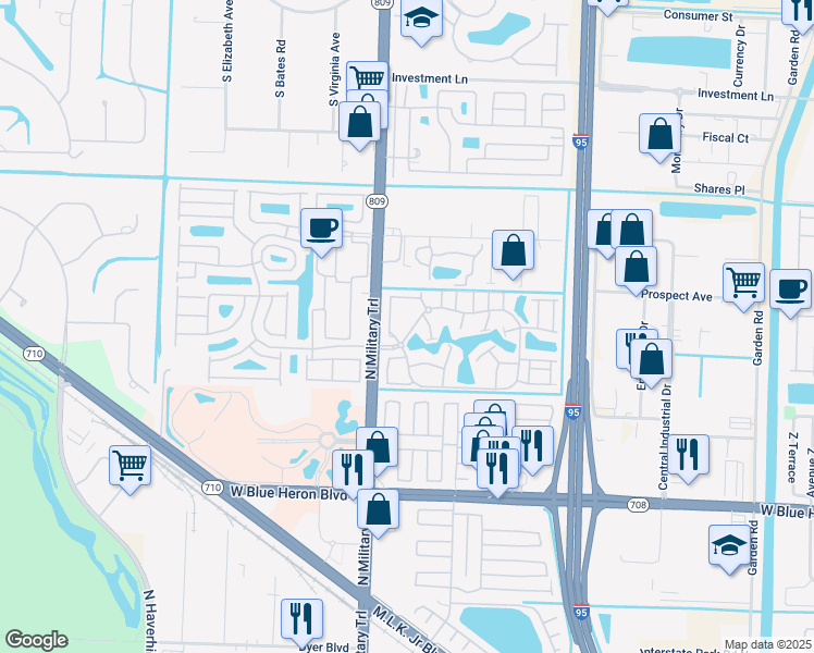 map of restaurants, bars, coffee shops, grocery stores, and more near 4163 Napoli Lake Drive in West Palm Beach
