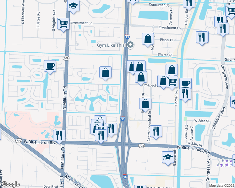 map of restaurants, bars, coffee shops, grocery stores, and more near 1022 Willow Place in Riviera Beach