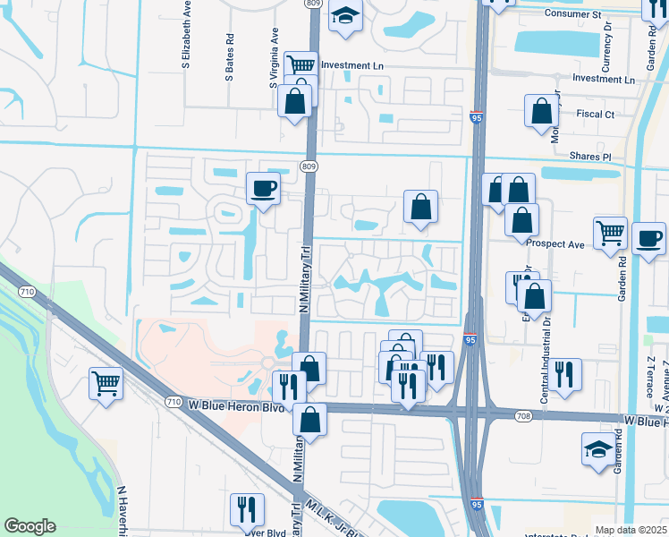 map of restaurants, bars, coffee shops, grocery stores, and more near 4163 Napoli Lake Drive in West Palm Beach