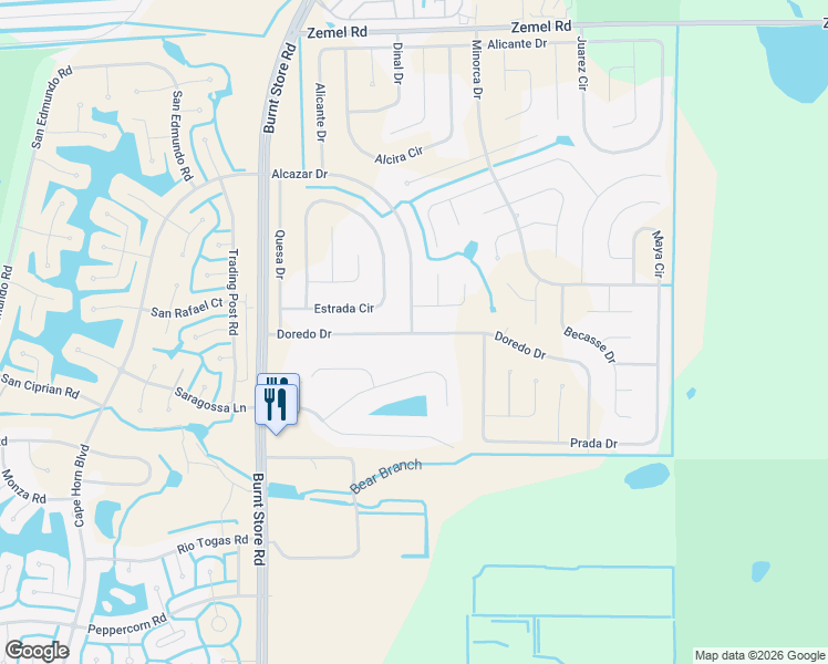 map of restaurants, bars, coffee shops, grocery stores, and more near 25197 Delgado Drive in Punta Gorda