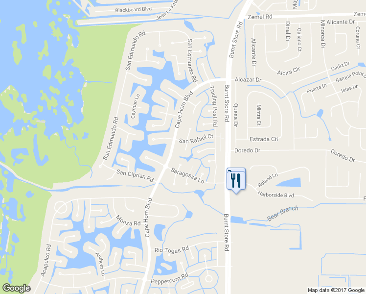 map of restaurants, bars, coffee shops, grocery stores, and more near 16406 Cape Horn Boulevard in Punta Gorda