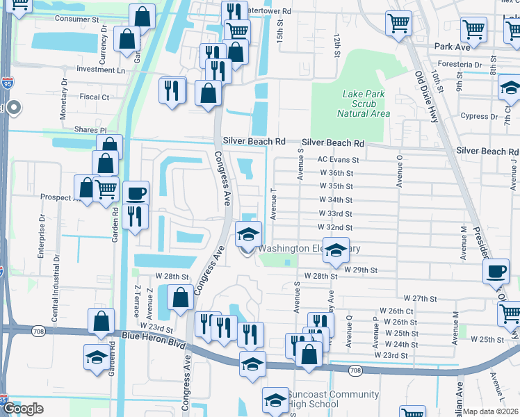 map of restaurants, bars, coffee shops, grocery stores, and more near 1713 Terracotta Drive in Riviera Beach