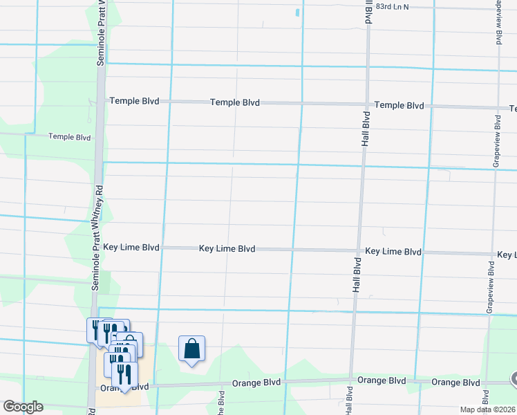 map of restaurants, bars, coffee shops, grocery stores, and more near 15400 76th Road North in Loxahatchee