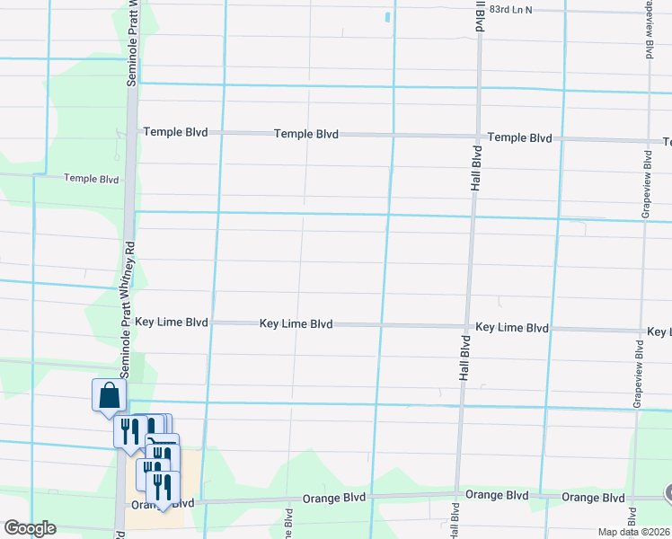 map of restaurants, bars, coffee shops, grocery stores, and more near 15400 76th Road North in Loxahatchee