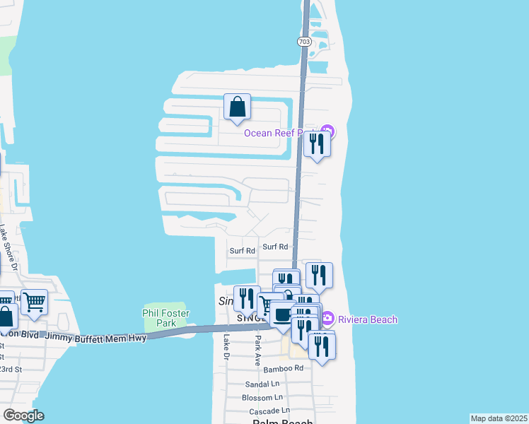map of restaurants, bars, coffee shops, grocery stores, and more near 1210 Sugar Sands Boulevard in West Palm Beach