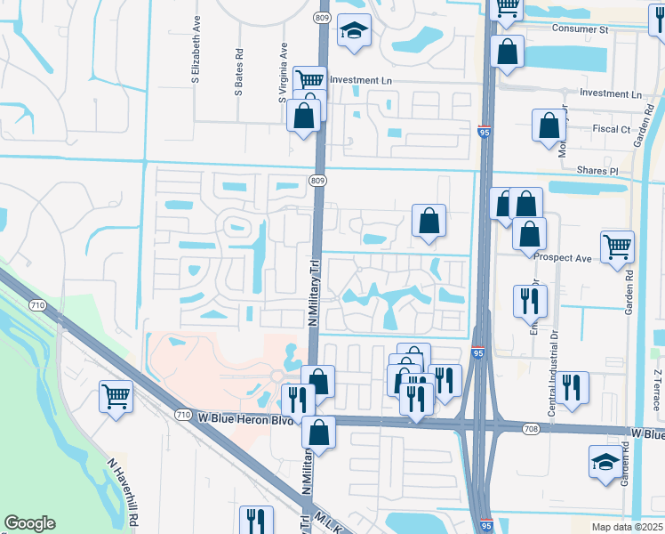 map of restaurants, bars, coffee shops, grocery stores, and more near 4163 Napoli Lake Drive in West Palm Beach