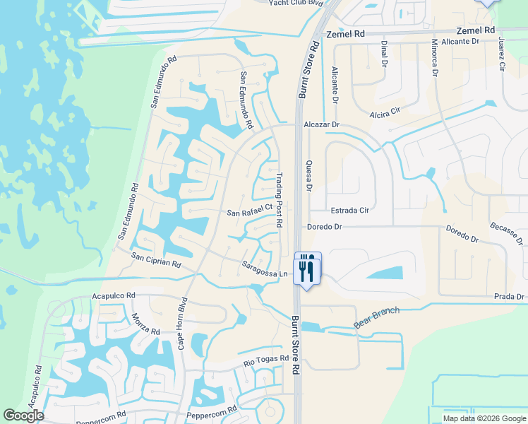 map of restaurants, bars, coffee shops, grocery stores, and more near 24481 San Rafael Court in Punta Gorda
