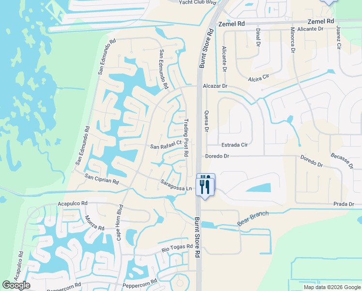 map of restaurants, bars, coffee shops, grocery stores, and more near 24481 San Rafael Court in Punta Gorda