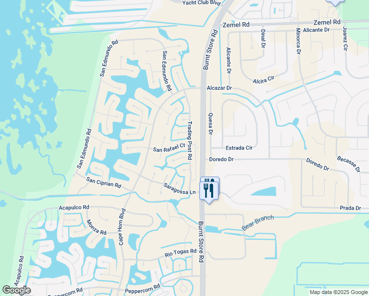 map of restaurants, bars, coffee shops, grocery stores, and more near 24481 San Rafael Court in Punta Gorda
