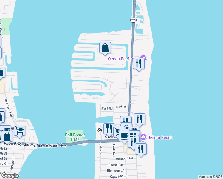 map of restaurants, bars, coffee shops, grocery stores, and more near 1210 Sugar Sands Boulevard in West Palm Beach