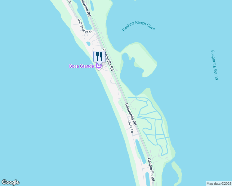 map of restaurants, bars, coffee shops, grocery stores, and more near 4851 Shore Lane in Boca Grande