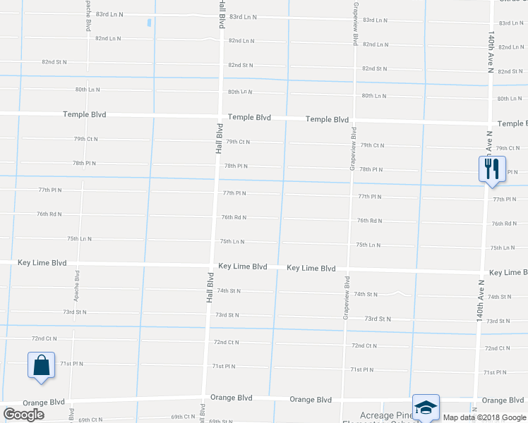 map of restaurants, bars, coffee shops, grocery stores, and more near 14825 76th Road North in Loxahatchee