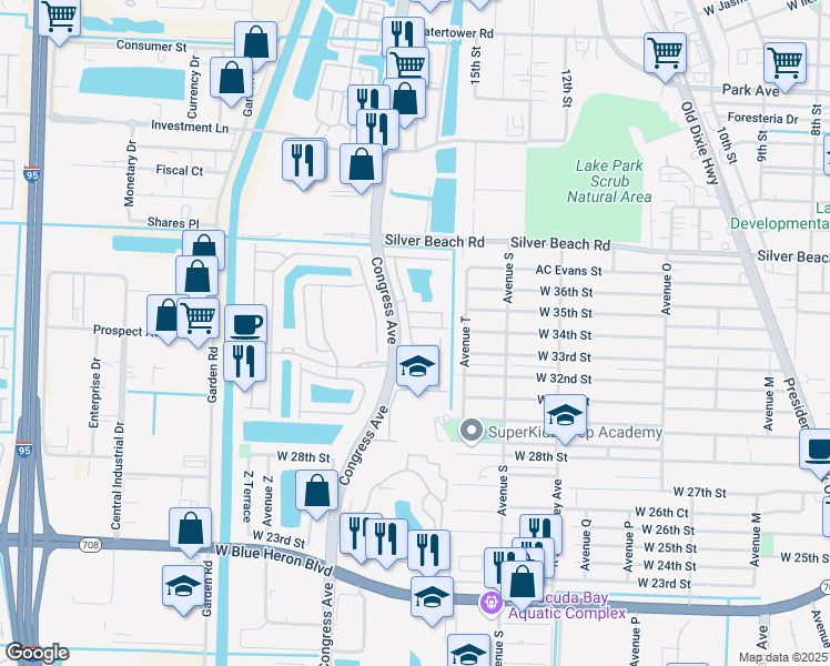 map of restaurants, bars, coffee shops, grocery stores, and more near 1713 Terracotta Drive in Riviera Beach