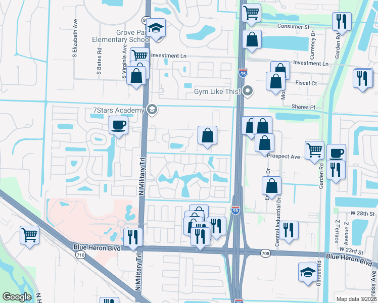 map of restaurants, bars, coffee shops, grocery stores, and more near 4242 Leo Lane in Riviera Beach