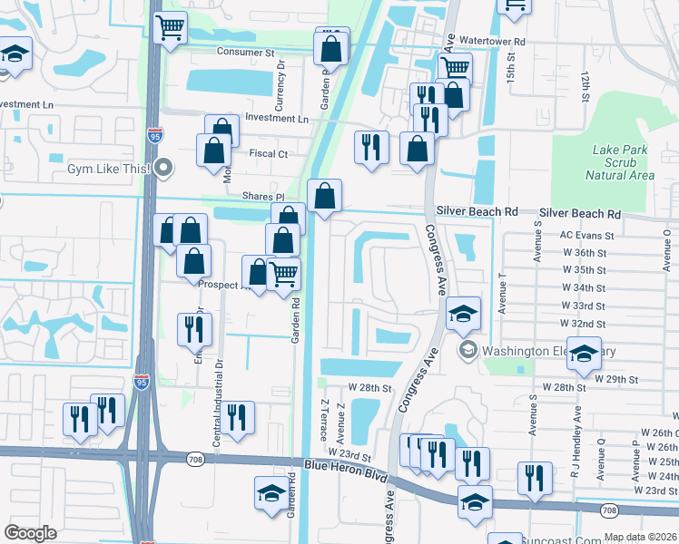 map of restaurants, bars, coffee shops, grocery stores, and more near 1060 Centre Stone Lane in Riviera Beach