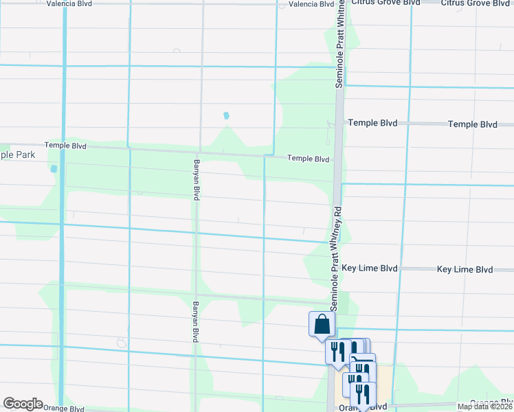 map of restaurants, bars, coffee shops, grocery stores, and more near 16280 78th Road North in The Acreage