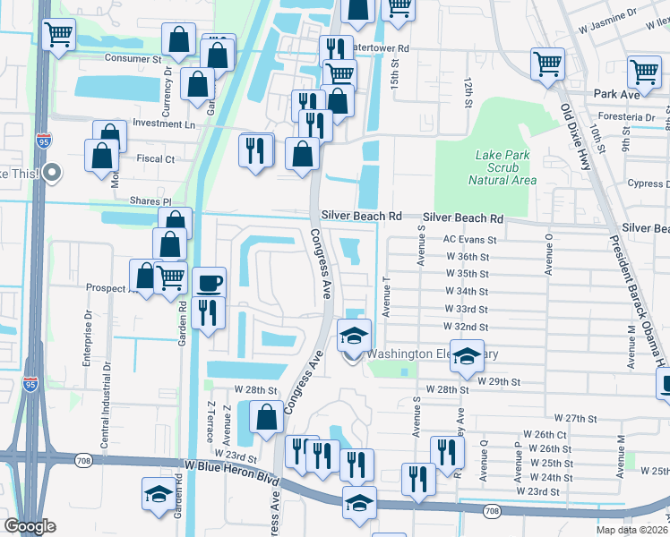 map of restaurants, bars, coffee shops, grocery stores, and more near 3533 Sonoma Drive in Riviera Beach