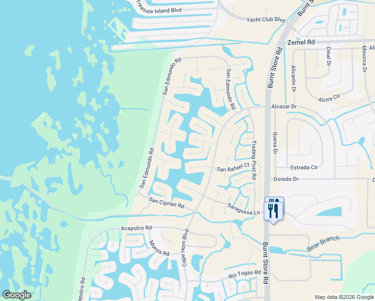 map of restaurants, bars, coffee shops, grocery stores, and more near 16308 Cayman Lane in Punta Gorda