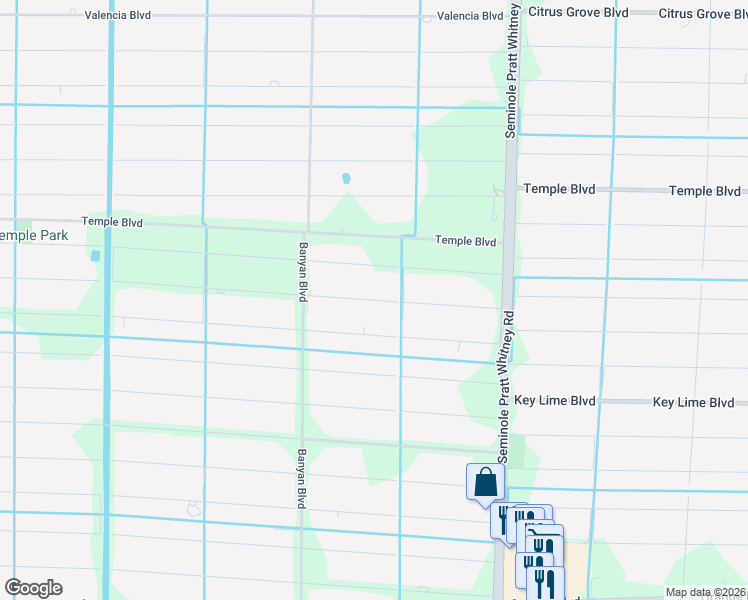 map of restaurants, bars, coffee shops, grocery stores, and more near 16280 78th Road North in Loxahatchee