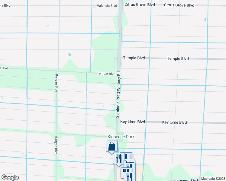 map of restaurants, bars, coffee shops, grocery stores, and more near 16031 78th Road North in Loxahatchee