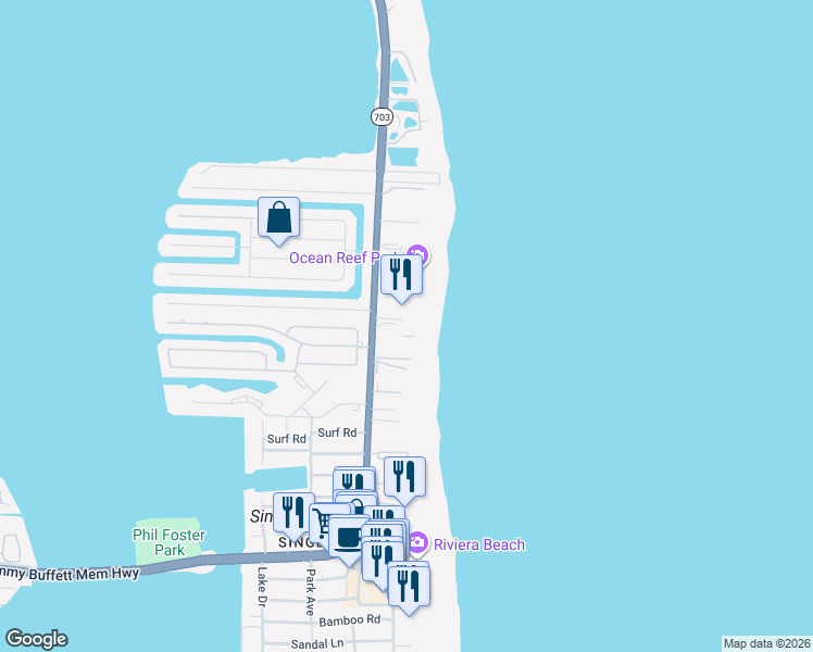 map of restaurants, bars, coffee shops, grocery stores, and more near 3730 North Ocean Drive in Riviera Beach