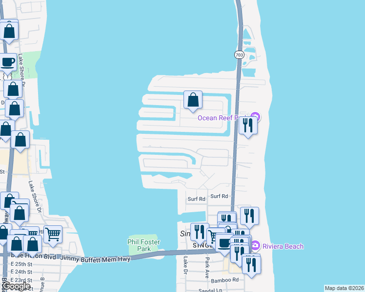 map of restaurants, bars, coffee shops, grocery stores, and more near 1140 Morse Boulevard in West Palm Beach