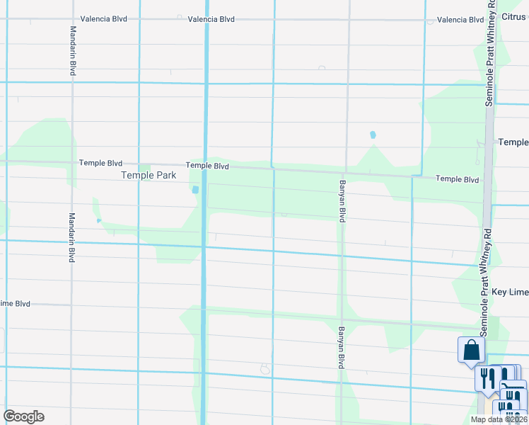 map of restaurants, bars, coffee shops, grocery stores, and more near 16728 78th Road North in Loxahatchee Groves