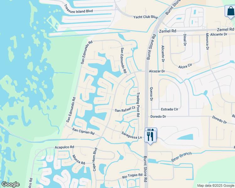 map of restaurants, bars, coffee shops, grocery stores, and more near 16349 Cape Horn Boulevard in Punta Gorda