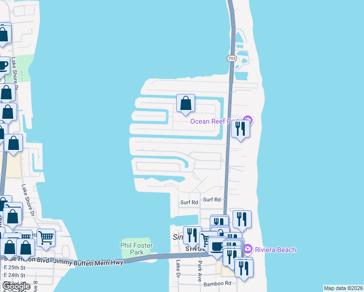 map of restaurants, bars, coffee shops, grocery stores, and more near 1171 Morse Boulevard in Riviera Beach