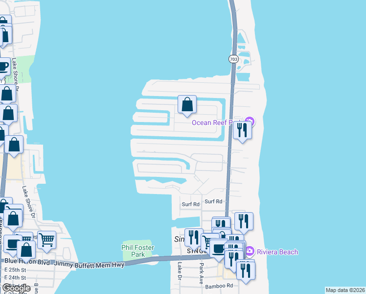 map of restaurants, bars, coffee shops, grocery stores, and more near 1161 Coral Way in West Palm Beach