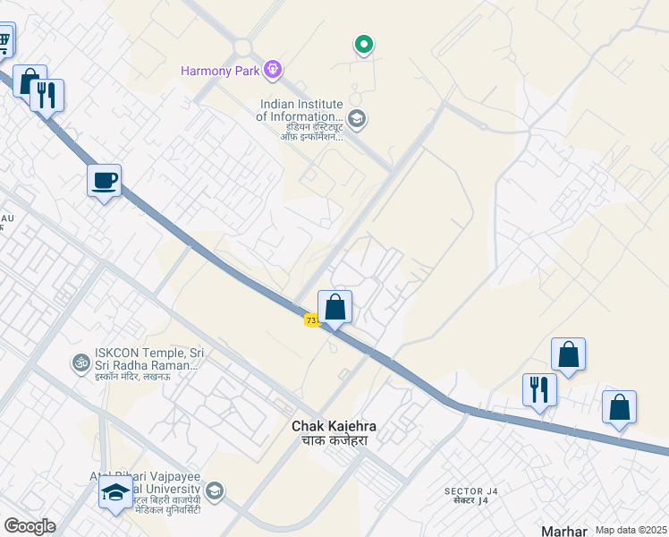 map of restaurants, bars, coffee shops, grocery stores, and more near in Lucknow