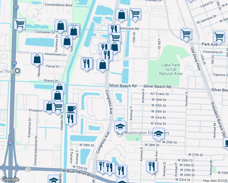 map of restaurants, bars, coffee shops, grocery stores, and more near 3737 Sonoma Drive in Riviera Beach