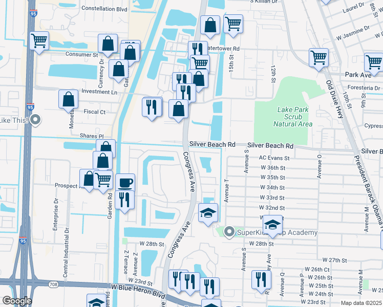 map of restaurants, bars, coffee shops, grocery stores, and more near 3737 Sonoma Drive in Riviera Beach