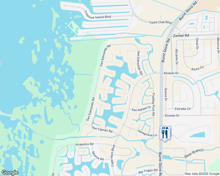 map of restaurants, bars, coffee shops, grocery stores, and more near 24282 Silver Lane in Punta Gorda